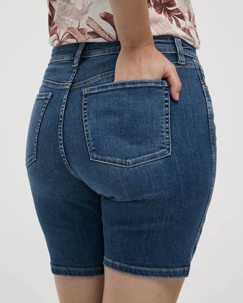 Mid-Rise Denim Bermuda