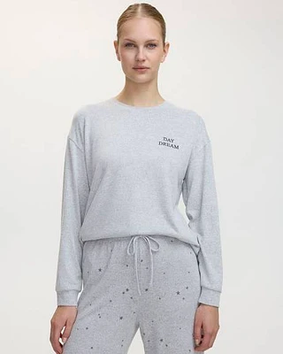 Long-Sleeve Crew-Neck Brushed Snit Pyjama Top