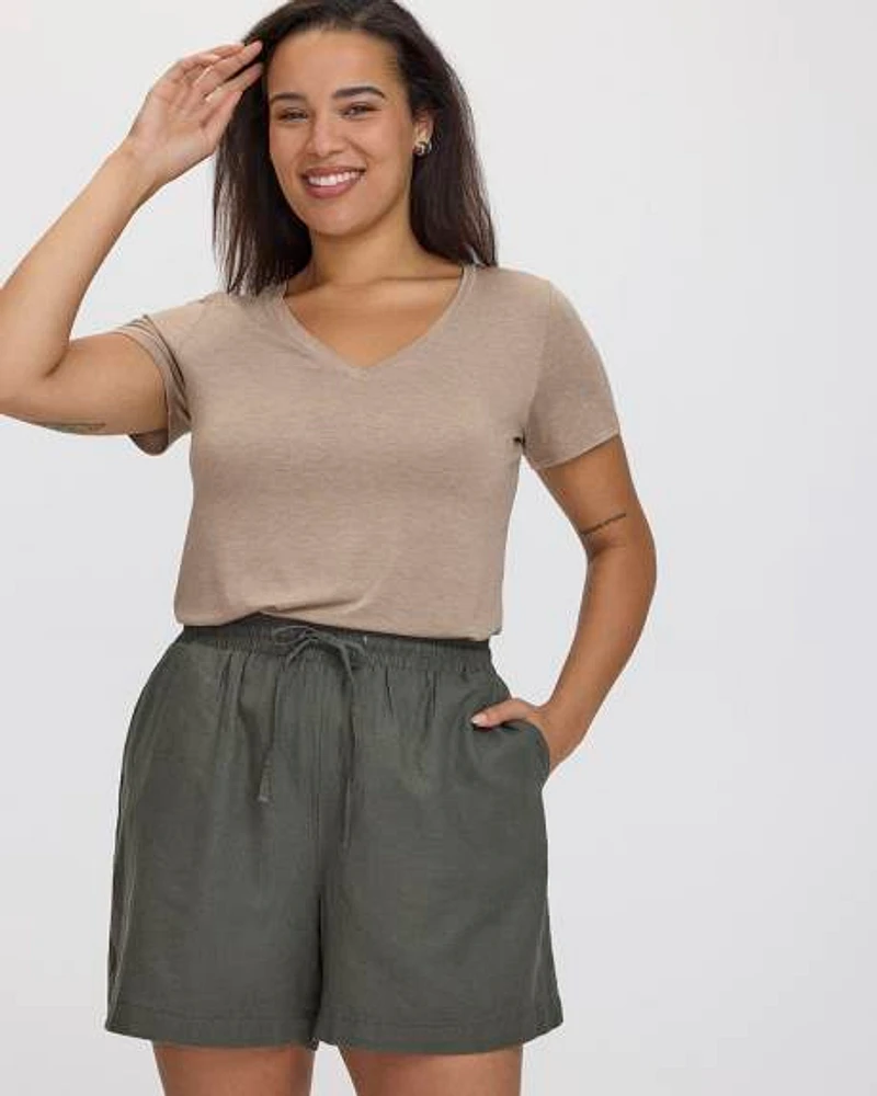 Linen Blend Shorts with Drawstring