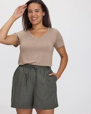 Linen Blend Shorts with Drawstring