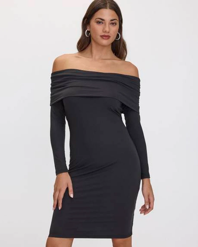 Long-Sleeve Off-the-Shoulder Bodycon Dress