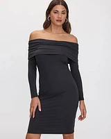 Long-Sleeve Off-the-Shoulder Bodycon Dress