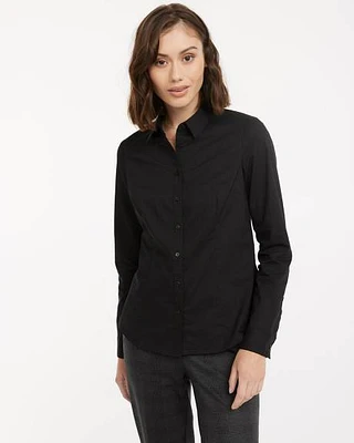 Long-Sleeve Fitted Poplin Blouse