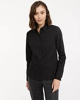 Long-Sleeve Fitted Poplin Blouse