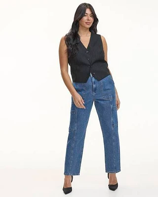 Tapered-Leg High-Rise Cargo Jean