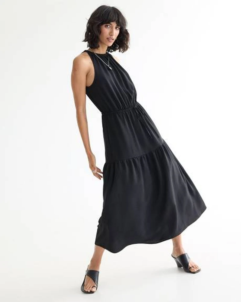 Sleeveless Maxi Dress with Halter Neckline