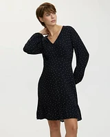 Long-Sleeve V-Neck Tiered Dress