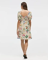 Robe bustier à manches courtes bouffantes encolure en coeur