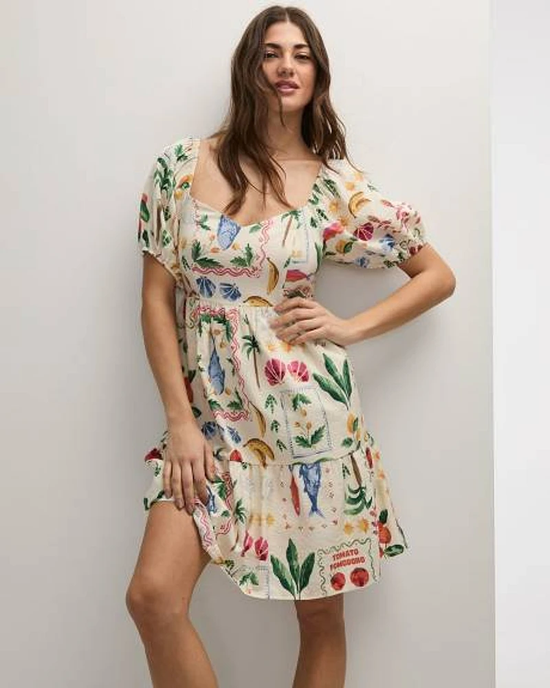 Short-Bubble-Sleeve Bustier Dress with Sweetheart Neckline
