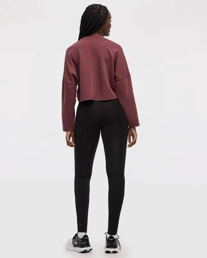 Cropped Long-Sleeve Crew-Neck Sweatshirt