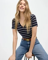 Striped V-Neck T-Shirt