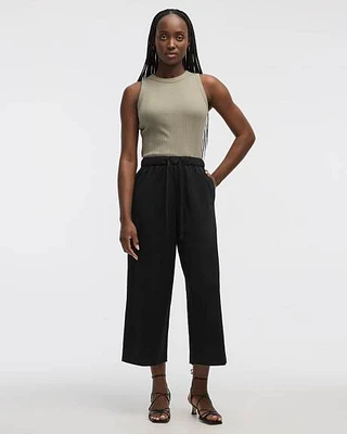 Wide-Leg Cropped Piqué Pant