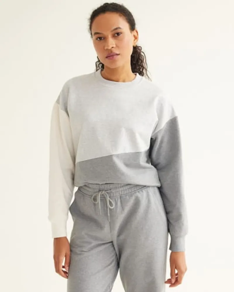 Long-Sleeve French Terry Sweater with Crew Neckline