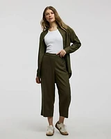 Cropped Wide-Leg Linen-Blend Pant