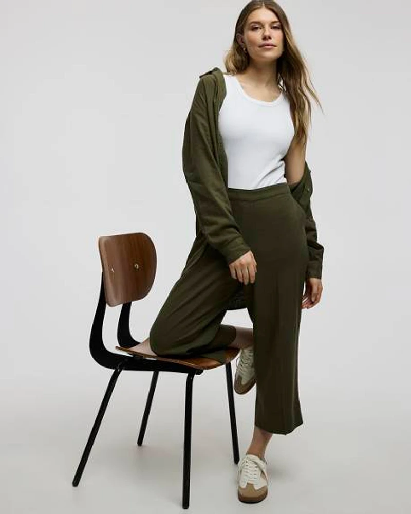Cropped Wide-Leg Linen-Blend Pant