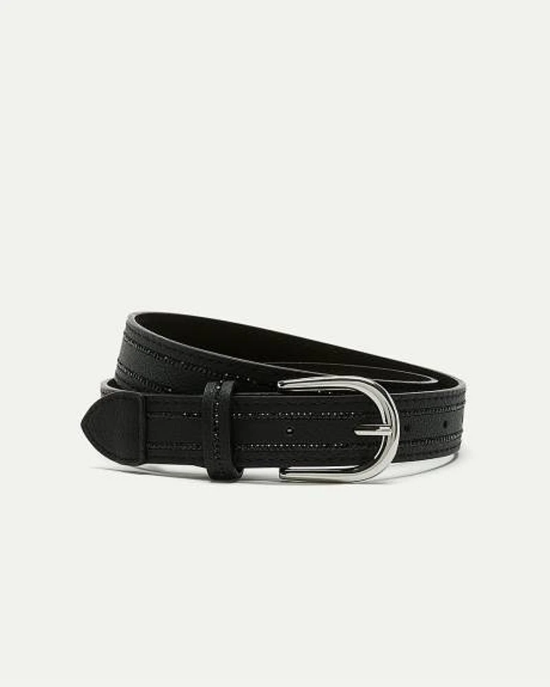 Striped Faux Leather Belt