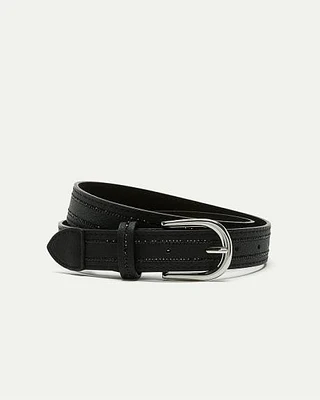 Striped Faux Leather Belt