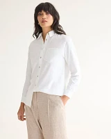 Long-Sleeve Buttoned-Down Linen Blouse