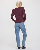 Long-Puffy-Sleeve Scoop-Neck Top