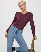 Long-Puffy-Sleeve Scoop-Neck Top