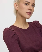 Long-Puffy-Sleeve Scoop-Neck Top