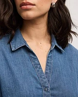 Robe boutonnée en denim à manches courtes