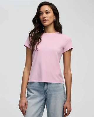 Ribbed Fitted Crew Neck T-Shirt