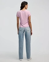 Ribbed Fitted Crew Neck T-Shirt