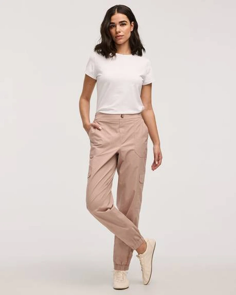 Pantalon jogger en popeline avec poches cargo