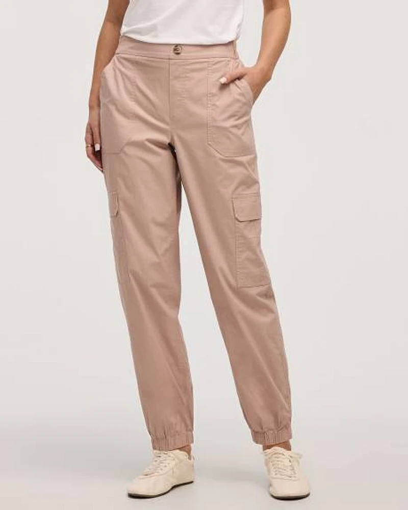 Pantalon jogger en popeline avec poches cargo