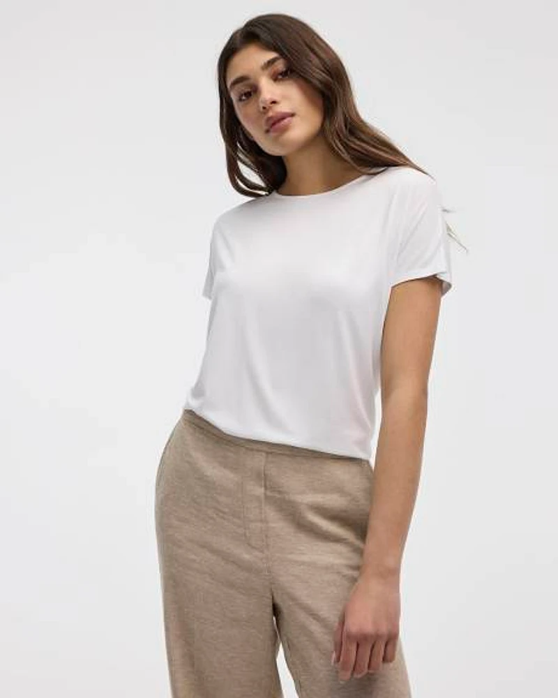 Dolman-Sleeve Boat-Neck T-Shirt