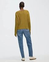 Long-Sleeve Boat-Neck Open-Stitch Pullover