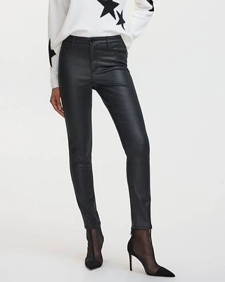 Skinny-Leg High-Rise Coated Pants