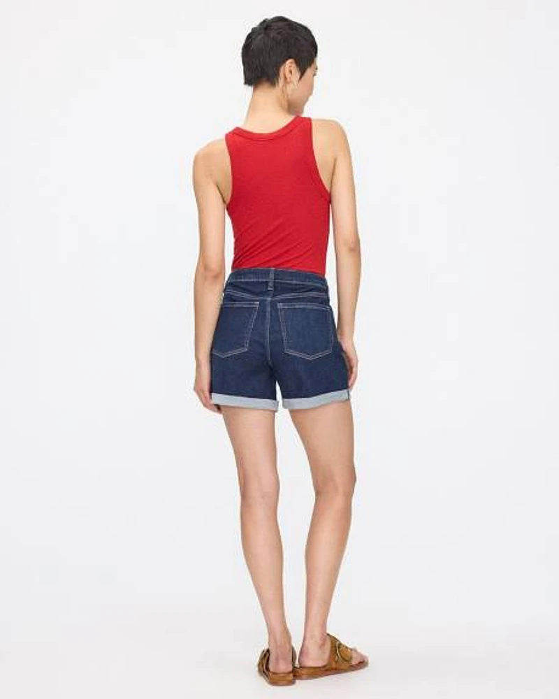 Mid-Rise Denim Shorts with Rolled Hem