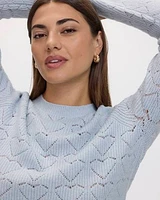 Long-Sleeve Crew-Neck PlushSoft Sweater with Pointelle Hearts