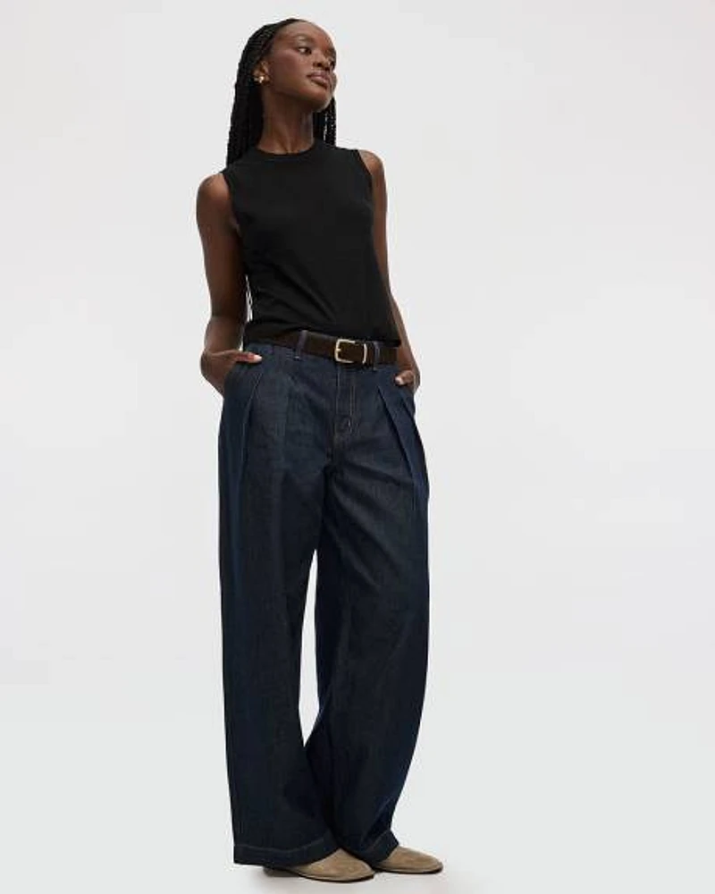 Wide-Leg Jean High-Rise with Pleats