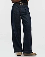 Wide-Leg Jean High-Rise with Pleats