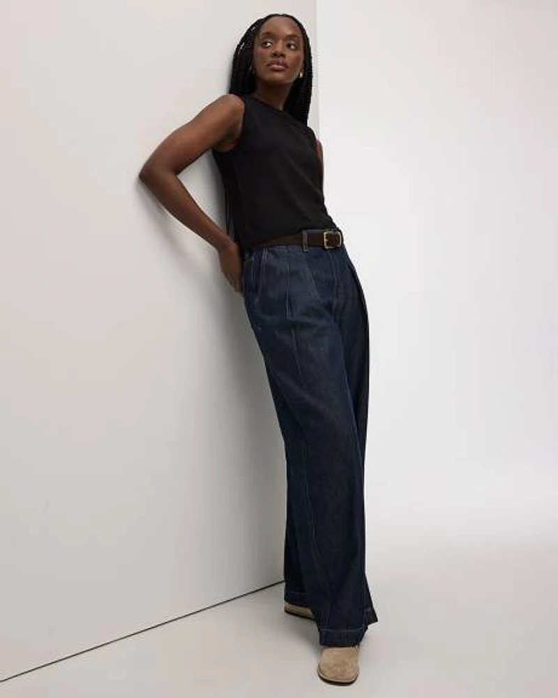 Wide-Leg Jean High-Rise with Pleats