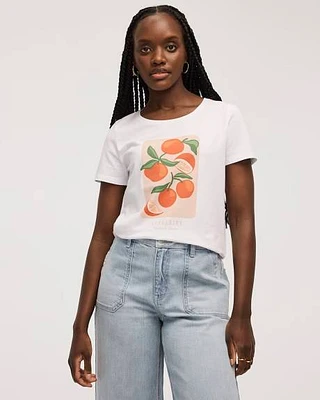 T-shirt imprimé graphique à col dégagé