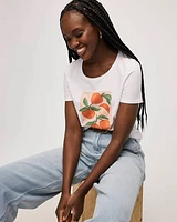 T-shirt imprimé graphique à col dégagé