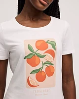 T-shirt imprimé graphique à col dégagé