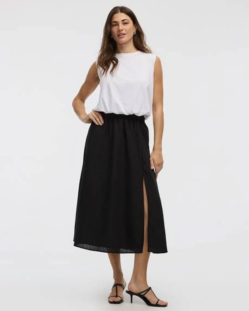 Swing Midi Skirt with Front Slit