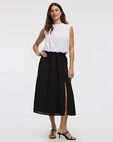 Swing Midi Skirt with Front Slit