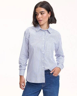 Long-Sleeve Buttoned-Down Blouse with Chest Pocket