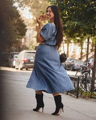 Flowy Denim Maxi Skirt