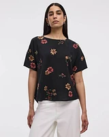 Short-Sleeve Crew-Neck T-Shirt Blouse