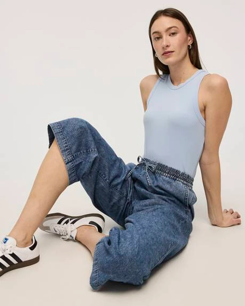 Wide-Leg Cropped Jean