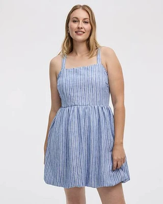 Sleeveless Bubble Mini Dress with Square Neckline