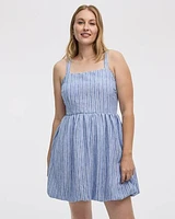 Sleeveless Bubble Mini Dress with Square Neckline