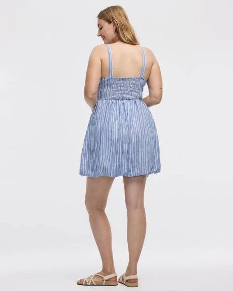 Sleeveless Bubble Mini Dress with Square Neckline